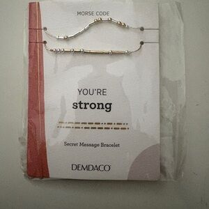NWT DEMDACO Morse Code Bracelet You’re Strong - Gold and Silver Colors
